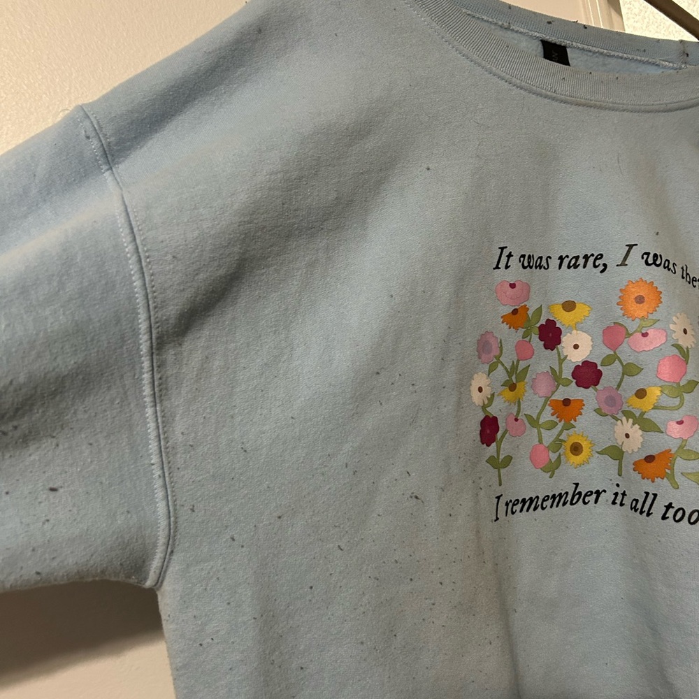 Light Blue Taylor Swift All Too Well Crewneck Sweatshirt - Picture 3 of 6